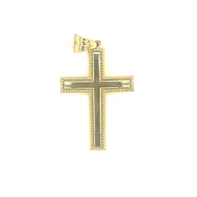 Beaded Edge Design Cross - 14kt Yellow Gold