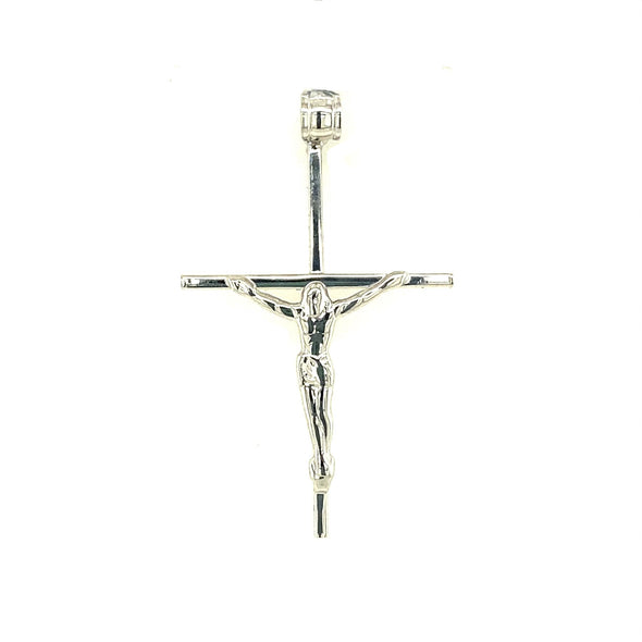 Stick Style Crucifix - 14kt White Gold