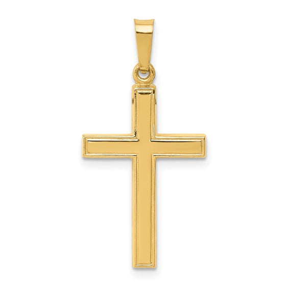 Raised Edge Cross - 14kt Yellow Gold