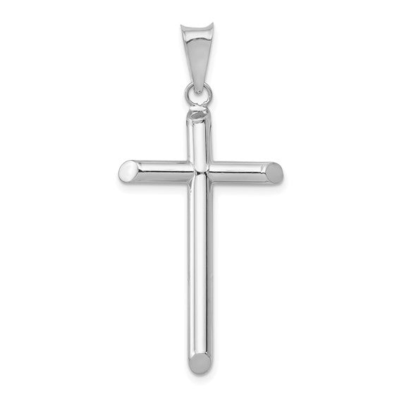 Plain Tube Cross - 14kt White Gold