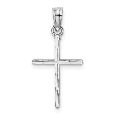 Diamond Cut Detail Cross - 14kt White Gold