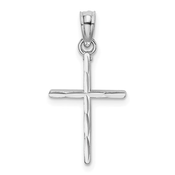 Bark Style Cross - 14kt White Gold