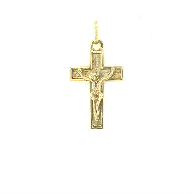 Textured Detail Crucifix - 14kt Yellow Gold
