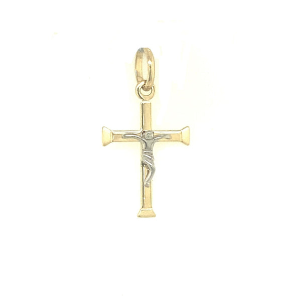 Square Edge Crucifix - 14kt Two-Tone Gold
