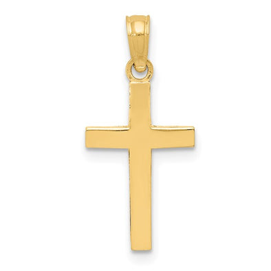 Flat Polished Cross - 14kt Yellow Gold