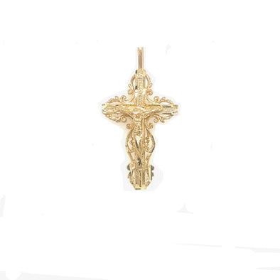 Lace Detail Crucifix - 14kt Yellow Gold