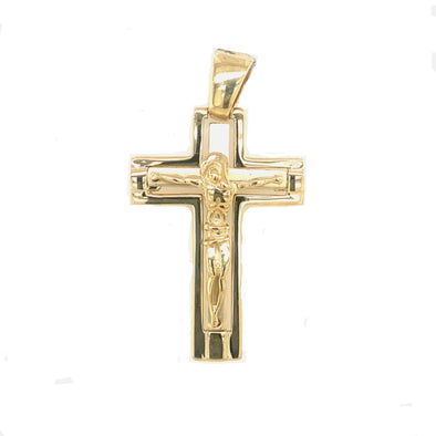 Large Raised Detail Crucifix - 14kt Yellow Gold