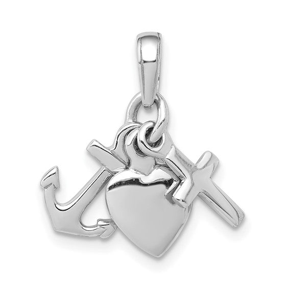 Faith, Hope and Charity Medal - 14kt White Gold