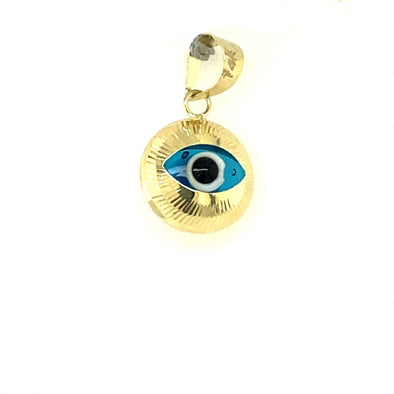 Medium Round Evil Eye Charm - 14kt Yellow Gold