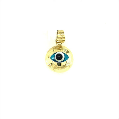 Small Round Evil Eye Charm - 14kt Yellow Gold