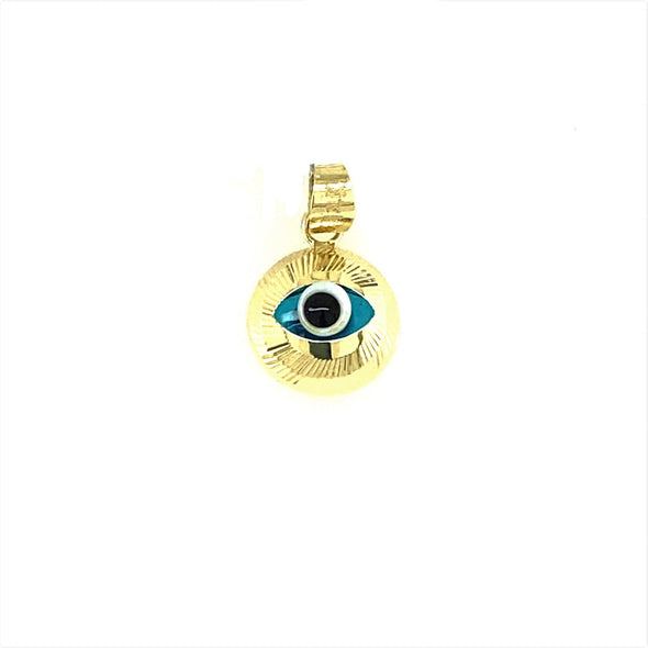 Small Round Evil Eye Charm - 14kt Yellow Gold