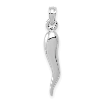 Medium Solid Italian Horn Medal - 14kt White Gold