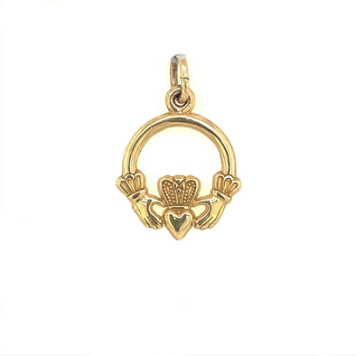 Open Round Claddagh Charm - 14kt Yellow Gold