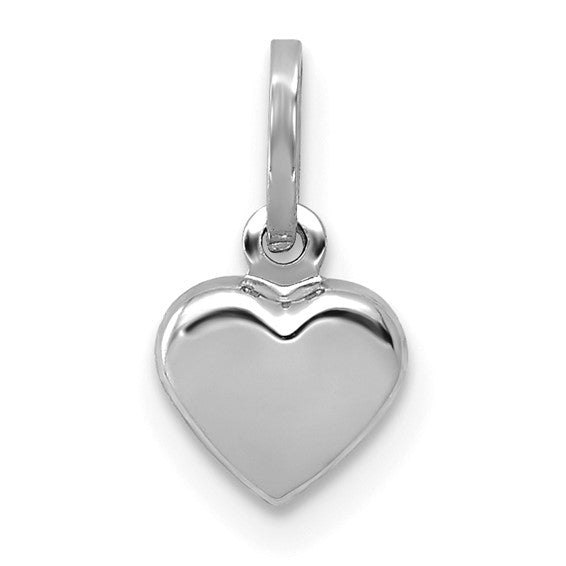 Small Polished Heart Charm - 14kt White Gold