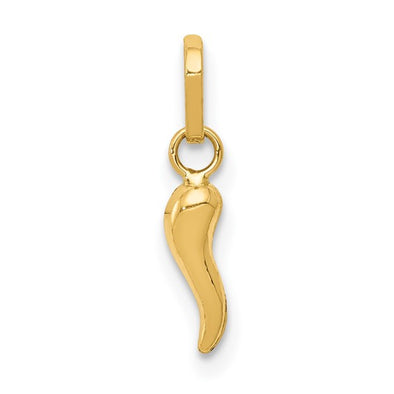 Small Italian Horn Medal - 14kt Yellow Gold