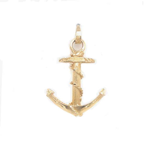 Large Anchor Design Medal - 14kt Yellow Gold