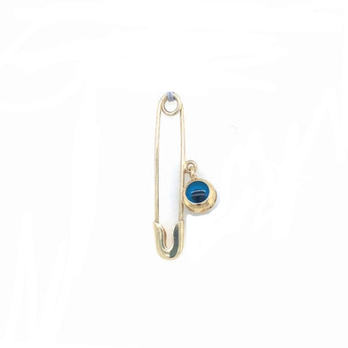 Evil Eye Baby Safety Pin - 14kt Yellow Gold