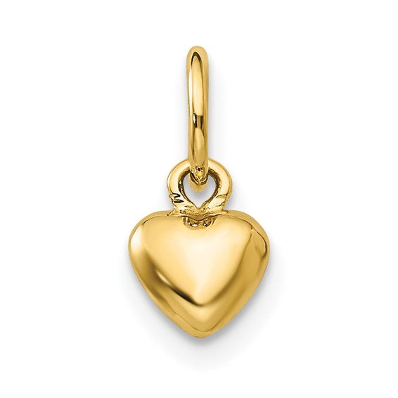 Puffed Heart Charm - 14kt Yellow Gold