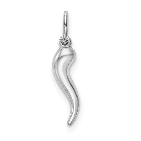 Small Italian Horn - 14kt White Gold