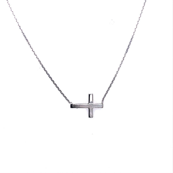 Sideways Cross Pendant - Sterling Silver