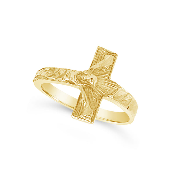 Etched Detail Crucifix Ring