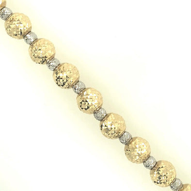 Diamond Cut Ball Design Bracelet - 14kt Two-Tone Gold
