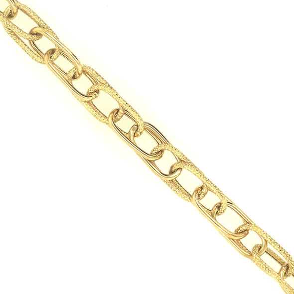 Double Paperclip Design Bracelet - 14kt Yellow Gold