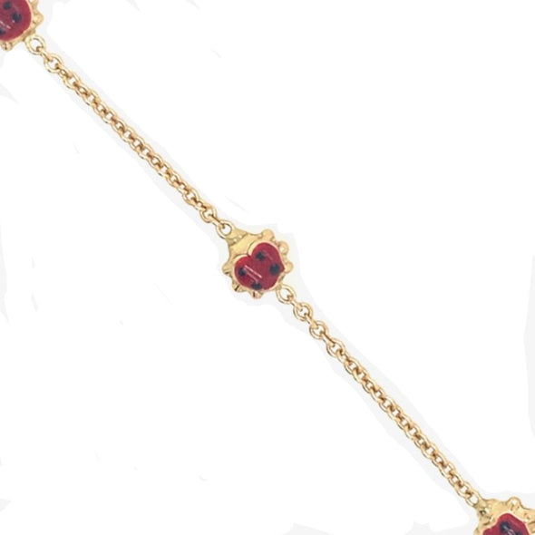 Lady Bug Design Children's Bracelet - 14kt Yellow Gold