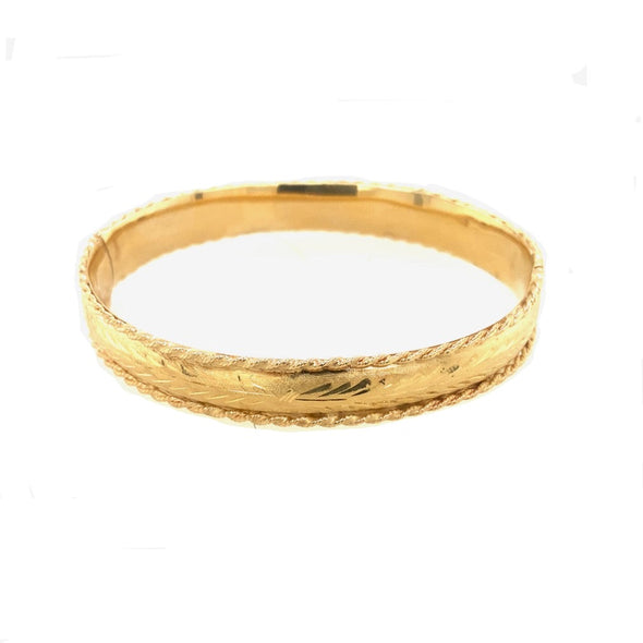 Etched Design Bangle Bracelet - 14kt Yellow Gold