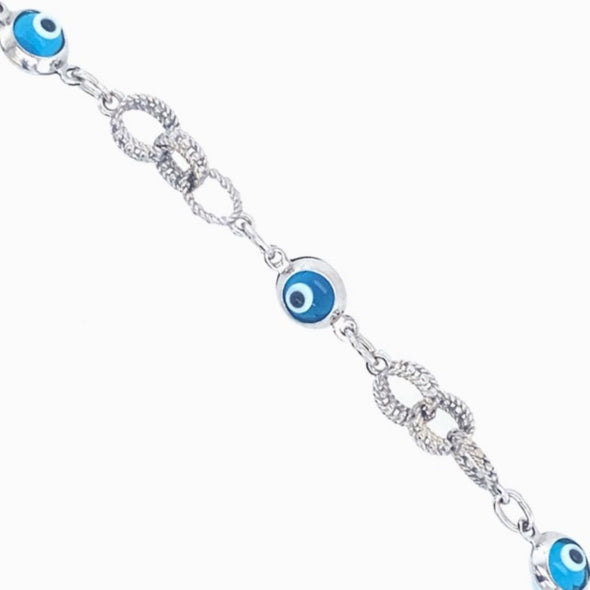 Evil Eye Bracelet - 14kt White Gold