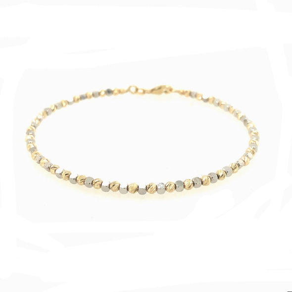 Square Bead Design Bracelet - 14kt Two-Tone Gold