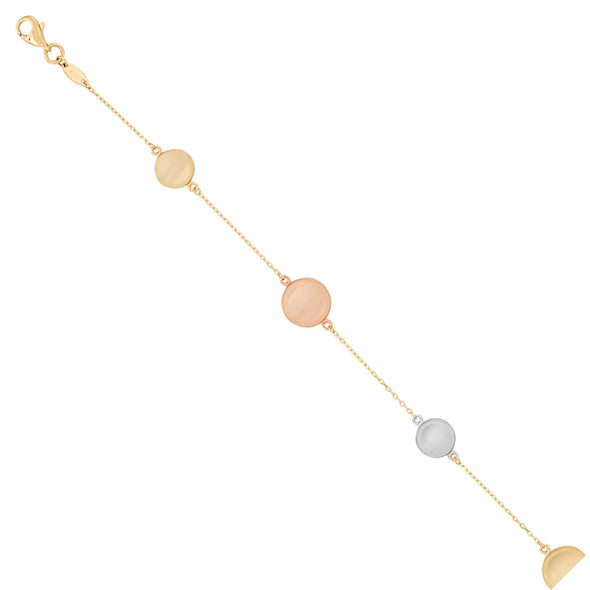 Disc Design Bracelet - 14kt Tri-Color Gold