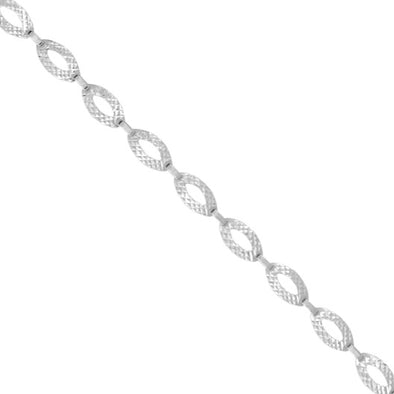 Hammered Finish Open Link Design Bracelet - 14kt White Gold
