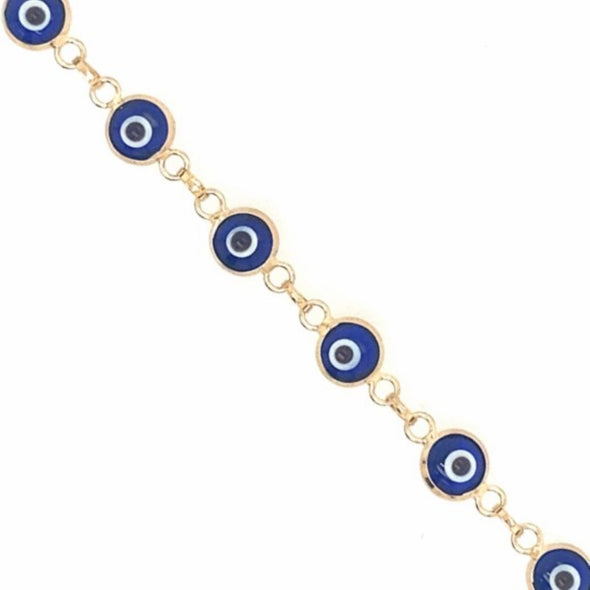 Round Evil Eye Bracelet - 14kt Yellow Gold