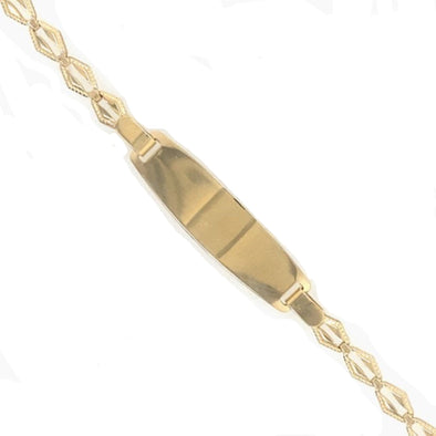 Open Pointed Link Design ID Bracelet - 14kt Yellow Gold