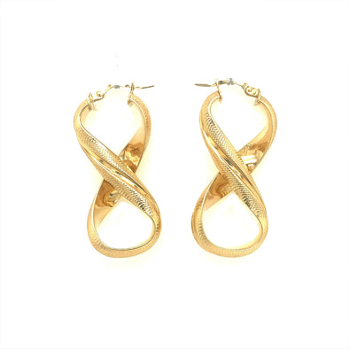 Figure Eight Design Dangle Earrings -14kt Yellow Gold