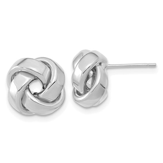 Love Knot Design Stud Earrings - 14kt White Gold