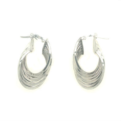 Wide Twist Design Hoop Earrings - 14kt White Gold