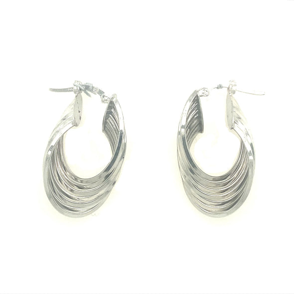 Wide Twist Design Hoop Earrings - 14kt White Gold