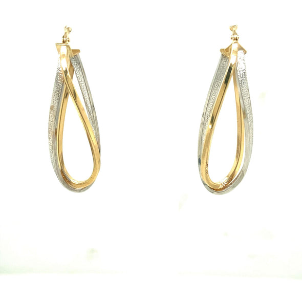 Double Row Oval Hoop Earrings - 14kt Two-Tone Gold