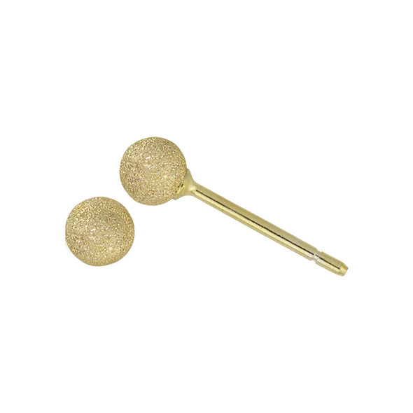 Satin Finish Ball Design Stud Earrings - 14kt Yellow Gold