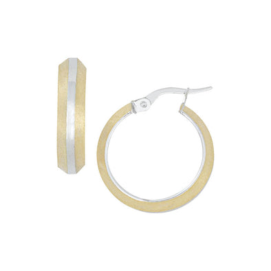 Two-Tone Gold Brushed Finish Hoop Earrings