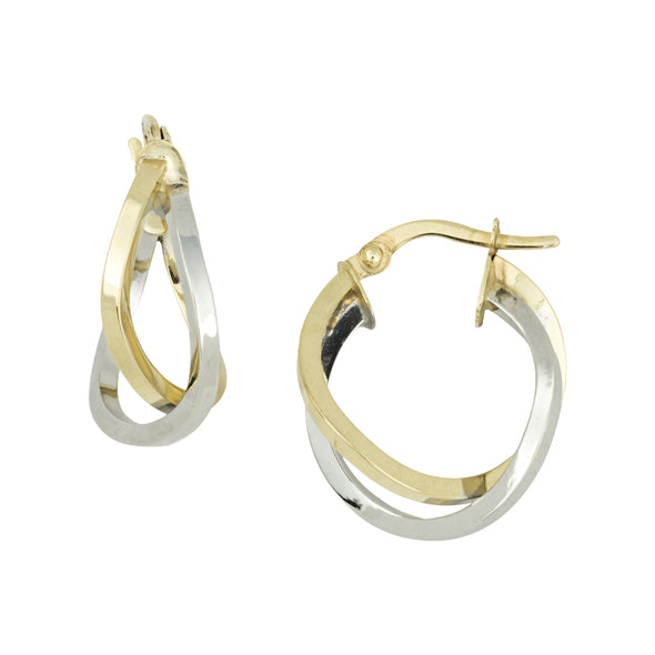 Cross-Over Design Double Hoop Earrings