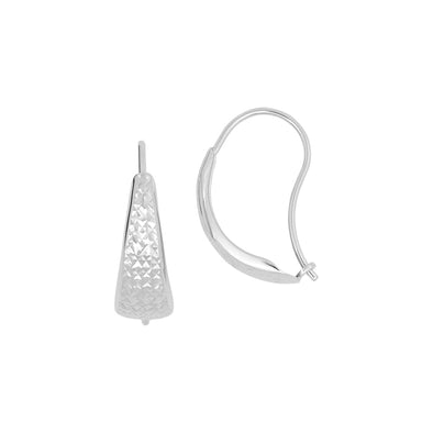 Hammered Finish Tapered Earrings - 14kt White Gold