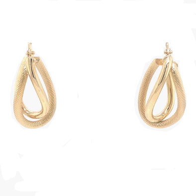 Textured and High Polish Double Oval Hoop Earrings