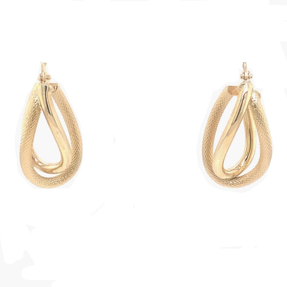 Textured and High Polish Double Oval Hoop Earrings