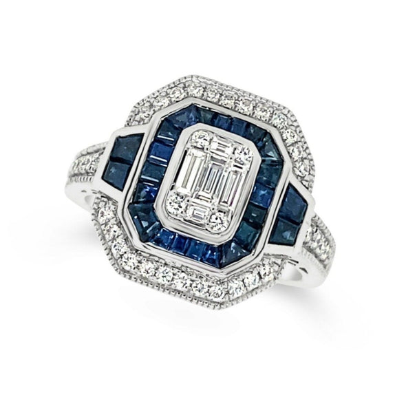Vintage Style Sapphire and Diamond Ring