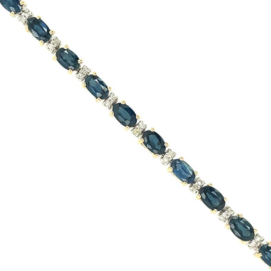 Oval Sapphire and Diamond Tennis Bracelet