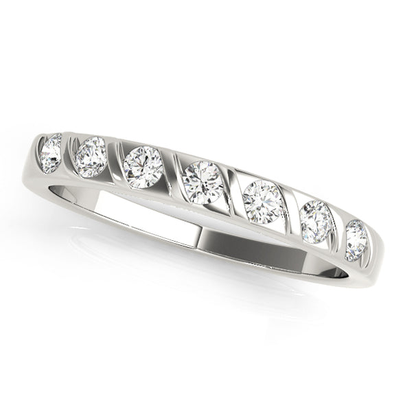 Inlaid Diamond Wedding Band with Bar Detail