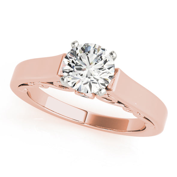 Wide Gold Engagement Mounting with Diamond Detail